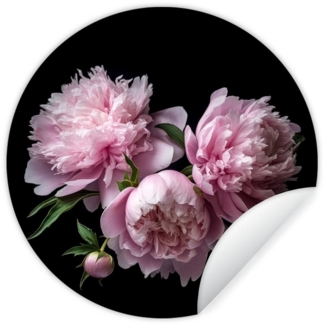 MuchoWow Wandsticker Pfingstrose - Rosa - Blumig - Botanisch - Natur (1 St), Wandtattoo Selbstklebend, Wohnzimmer Deko Aufkleber, 30x30 cm