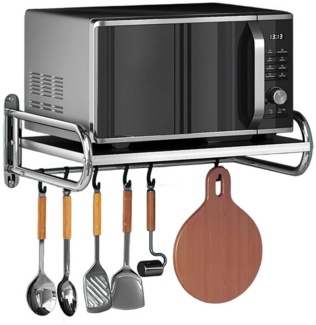 HEYHIPPO Wandregal Wandmontierte Mikrowellenhalterung aus Edelstahl für die Küche, passend für die meisten Mikrowellen unter 45cm, Organizer-Regal über dem Mikrowellen-Wandhalterungs-Ofengestell