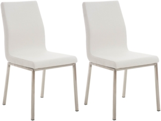 CLP 2er Set Esszimmerstühle Colmar Stoff Edelstahlgestell,weiß