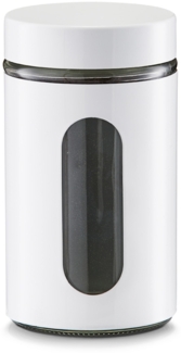ZELLER 19791 Vorratsglas 900 ml mit Metallmantel WEISS, pulverbeschichtet