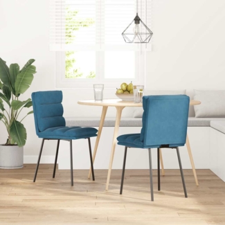 vidaXL Esszimmerstühle 2 Stk. Blau Samt 4101292