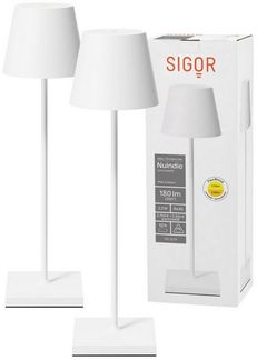 SIGOR LED Tischleuchte 2x Nuindie USB-C 380mm schneeweiß, Dimmbar, LED fest integriert, Warmweiß