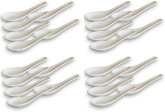 WestCraft Suppenlöffel White and black Series ASIATICA, Porzellan-Löffel-Set Asien / Ramen, 13 cm - Reis-Löffel - Suppen-Löffel, Servier-Löffel - Spoon-Set