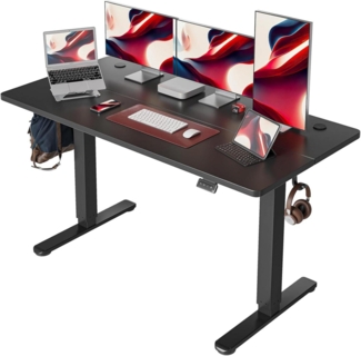 Höhenverstellbarer Schreibtisch Elektrisch 152x60 cm Schwarz Tischplatte