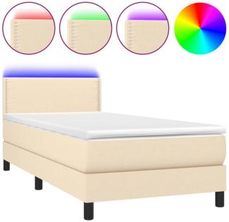 Boxspringbett mit Matratze & LED Stoff Creme 80 x 200 cm, Härtegrad: H2 [3133034]