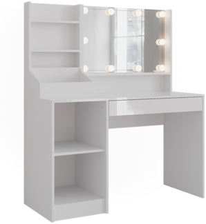 Schminktisch Sherry Weiß/Weiß Hochglanz 119.8 cm 4 Teile Vicco