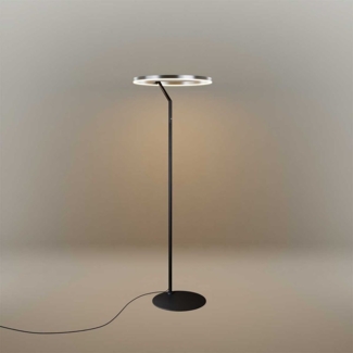 s.luce Ring LED-Stehleuchte Ø 60cm mit Touchdimmer Alu-Gebürstet, Schwarz