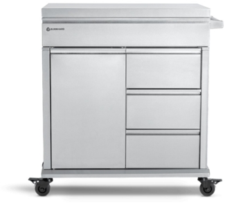 BURNHARD® Grillablagetisch Grill Beistellwagen (Soft Close Schubladen, kompatibel mit Earl & FRED Gasgrills, Grilltisch), Edelstahl