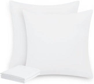 2er Set Kissenbezug 50x50 Weiß Mikrofaser Reißverschluss - Weich Pillow Cover