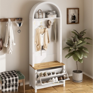 STILVORA Garderoben-Set mit Schuhregal,Wandgarderoben Garderobenständer mit Haken&Sitzbank, (Flurschrank, Garderobenständer, 1-St, 75 L x 35 B x 195 H), mit Schuhregal, Ablage und Haken