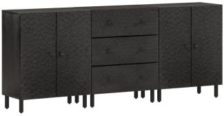 vidaXL Beistellschränke 3 Stk. Schwarz 60x33x75 cm Massivholz Mango 3206284