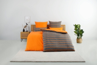 my home Bettwäsche Katja, Linon, 2 teilig, Bettwäsche aus Baumwolle, Bettwäsche mit Streifen-Design, Wendeoptik