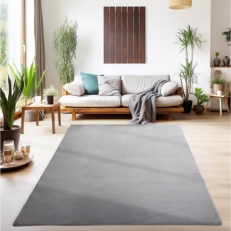 SIMPEX24 Teppich Unicolor - Einfarbig, Läufer, Höhe: 7 mm, Kurzflor Rund Teppich Anti Rutsch Rückseite Waschbar Flauschiger