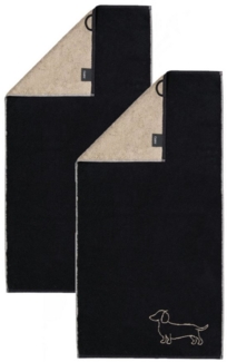 Cawö Handtuch 2 Stück Cawö We love Dogs Handtücher 6248-93 Dackel Schwarz 50x100, Walkfrottier (Spar-Set, 2-St), 100% Baumwolle