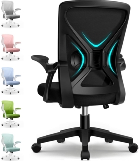 Ergonomischer Bürostuhl mit Wippfunktion und Armlehnen, Schwarz