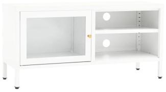 vidaXL TV-Schrank Weiß 90x30x44 cm Stahl und Glas 336056