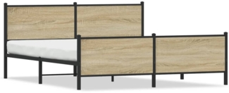 vidaXL Metallbett ohne Matratze Sonoma-Eiche 180x200 cm 3301364