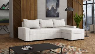 Ecksofa Schlafsofa Sofa AGNETA LUX Stoff Lincoln Creme Ottomane Rechts