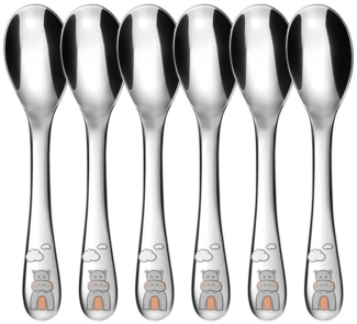 Kleine Kinderlöffel, 6-teilig, Edelstahl, Flusspferd