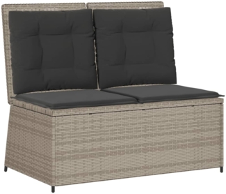 vidaXL Gartenbank Verstellbar mit Kissen Hellgrau Poly Rattan 368969