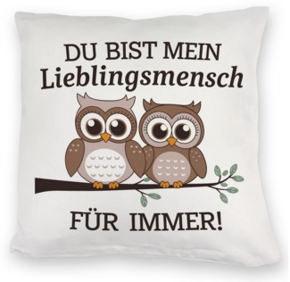 speecheese Dekokissen Zwei niedliche Eulen Lieblingsmensch Kuschelkissen