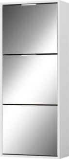 UEV Schuhschrank Spiegelschuhschrank schmal mit 3 klappen flurschrank klappschuhschrank (Schuhkipper Schuhregal Aufbewahrungsschrank, Schuhständerregal, Trennwände verstellbar und abnehmbar für verschiedene Schuhtypen) 50 x 23 x 121,5 cm für Wohnzimmer...