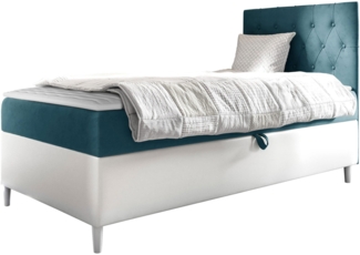 Boxspringbett 'Lenda Junior 1', blau, 80 x 200 cm, Rechts