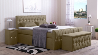 Meisterbetten Boxspringbett Cool 100x200 in WT-Sahara, Matratzenbezug Nano, Komfortschaum-Topper