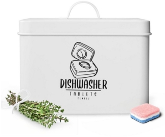 Aufbewahrungsdose für Geschirrspültabs Metalldose Waschpulverdose Geschirrspültabs-Dose Aufbewahrungsbox