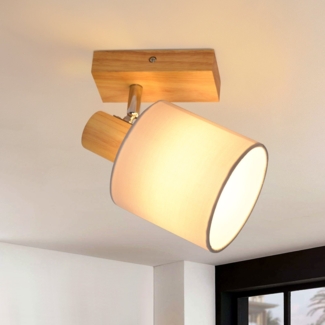 ZMH Deckenleuchte 1 Flammig Deckenlampe Flur - Deckenstrahler Modern Holz Deckenspot Wandstrahler Schwenkbar 350° E14 MAX. 40W lampe für Wohnzimmer Schlafzimmer Küche (ohne Leuchtmittel)