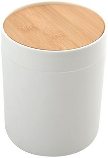 spirella Kosmetikeimer ALAIS, Kosmetik-Schwingdeckeleimer, Bambus / PP, 2,5 L, weiß