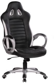 Bürostuhl SPA Leder Optik Schwarz Gaming Chefsessel mit Armlehne gepolstert 1. ..