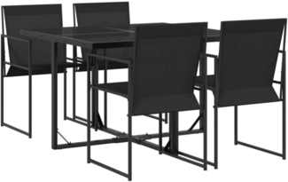 Garten Essgruppe 5-TLG. Set Tisch 4 Stühle Schwarz Textilene