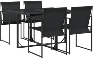 Garten Essgruppe 5-TLG. Set Tisch 4 Stühle Schwarz Textilene