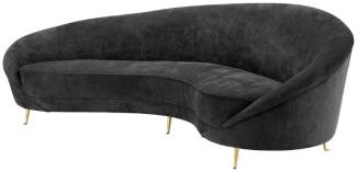 Casa Padrino Designer Samt Sofa Schwarz / Messingfarben 245x87 x H. 79 cm