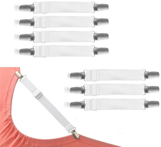 BAYLI Spannbettlaken Verstellbare Bettlakenspanner [8er Set], Betttuchspanner mit Metallcl
