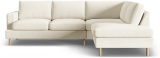 Micadoni Symmetrisches Ecksofa Aliya 4-Sitzer Rechts Samt Beige