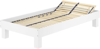 Erst-Holz Holzbett weiß, 100x200 cm, Buche, inkl. Federholzrahmen