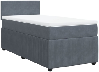 vidaXL Boxspringbett mit Matratze Dunkelgrau 90x190 cm Samt 3287609