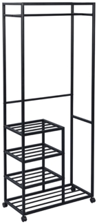 Kleiderständer Ahlen / Andorra , Metall , Schwarz , 75 x 183 x 35 cm