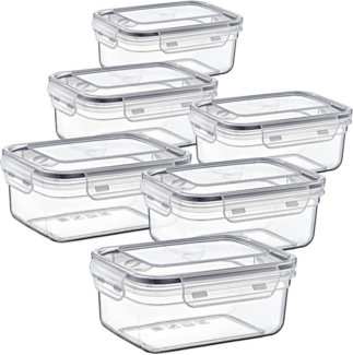 Centi Frischhaltedose Bremen 0,8L Gefrierdosen, Kunststoff, (6er-Set), mit Clipverschluss und Dichtung