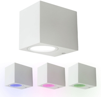 RGB LED Wandleuchte, Außen, weiß, App Steuerung, H 8 cm