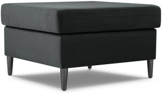 Micadoni Samtstoff Pouf Hocker Moghan | Bezug Dark Grey | Beinfarbe Black Chrome Metal