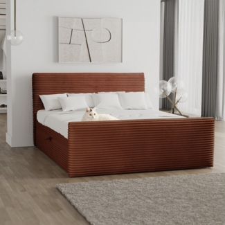 Kaiser Möbel Boxspringbett Boxspringbett mit bettkasten und topper TRENTO stoff Plüsch Cord, mit Topper mit Bettkasten