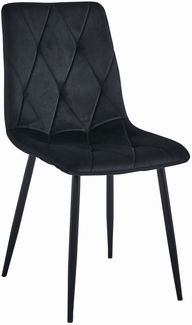 Valora TYRA Stuhl, schwarzer Samt mit schwarzen Metallbeinen (1 Stück)