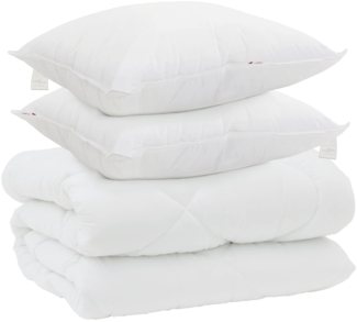 vidaXL Winterbettdecke mit Kissen 3 pcs Weiß Mikrofaser 3377836