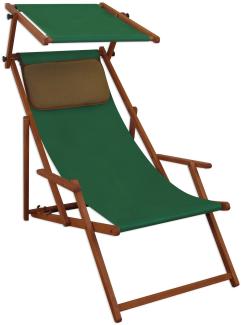 Sonnenliege grün Liegestuhl Kissen Sonnendach Gartenliege Deckchair Holz Gartenmöbel 10-304SKD