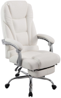 DELUKE® Bürostuhl MIAMI - 118x68x64, Weiß Kunstleder Metall in Chromoptik Gestell ergonomische Bürostühle Homeoffice Stuhl mit Rollen
