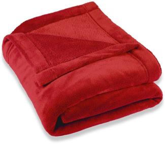 CelinaTex Flauschige Kuscheldecke 150x200 cm rot Decke Sofa warm Wohndecke weich Mikrofaser Fleece Oeko-TEX Montreal