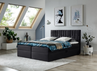 99rooms Piero Boxspringbett Velours JASMINE Schwarz 200x200 cm